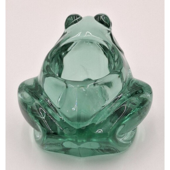 INDIANA ART GLASS GREEN SITTING FROG VOTIVE CANDLE HOLDER PAPERWEIGHT Vintage #2 - Picture 10 of 11